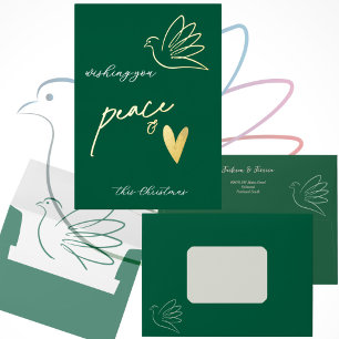 Simple Peace & Liebe Dove Foto Weihnachtskarte Folien Feiertagskarte