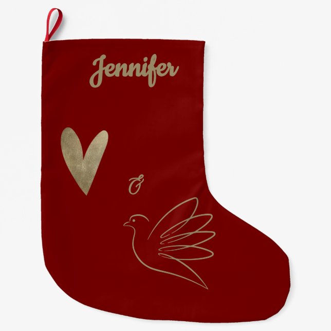 Simple Peace & Love Dove Photo Christmas Card Großer Weihnachtsstrumpf (Vorderseite)