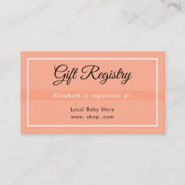 Simple Peach Babyshower Registry Enclosure Card Begleitkarte