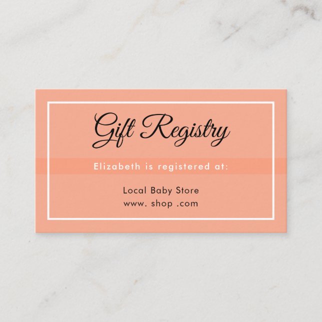 Simple Peach Babyshower Registry Enclosure Card Begleitkarte (Vorderseite)