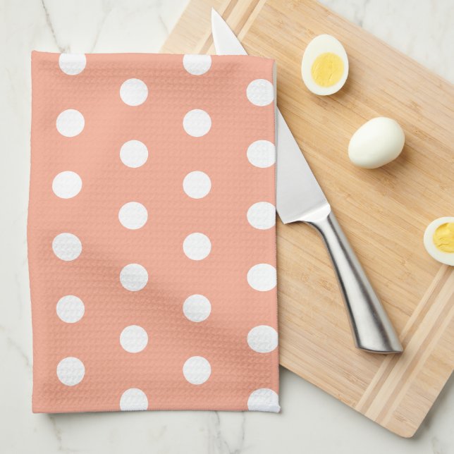 Simple Peach Polka Dots Küchentücher (Viertel Falte)