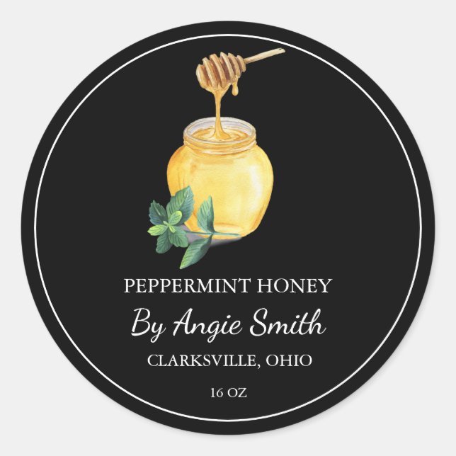 Simple Peppermint Infused Honey Label Runder Aufkleber (Vorderseite)