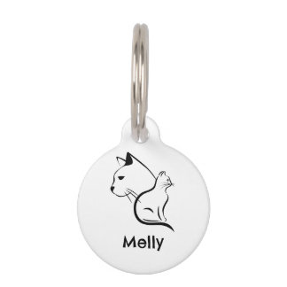 Simple Personalized Name White Cat Haustiermarke