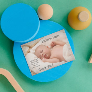 Simple Photo Birth Announcement Thank You Card Dankeskarte