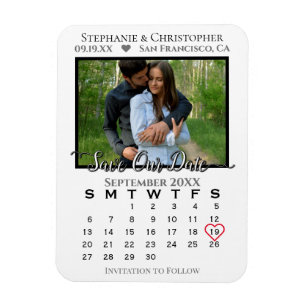Simple Photo Calendar Save Our Date Wedding Magnet