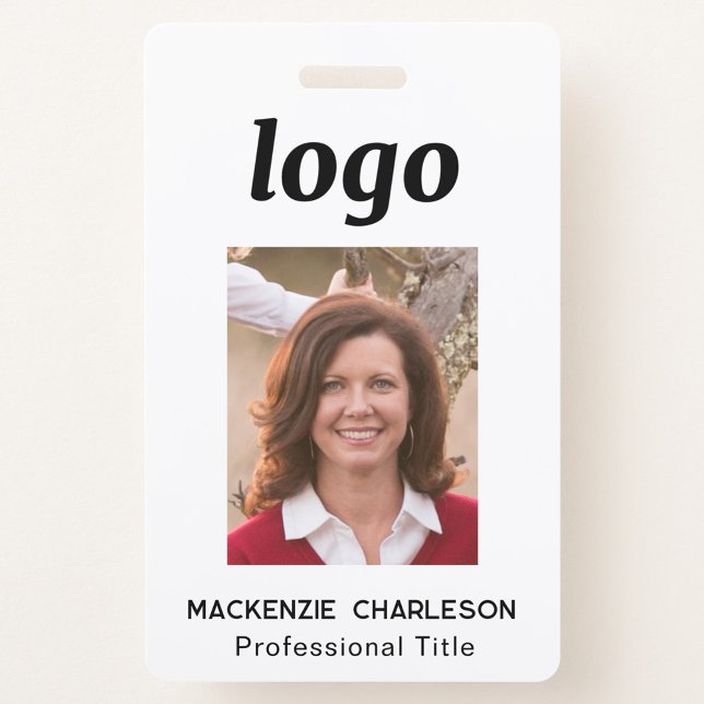 Simple Photo ID Nametag  Ausweis (Simple logo with custom text business professional photo name tag or badge)