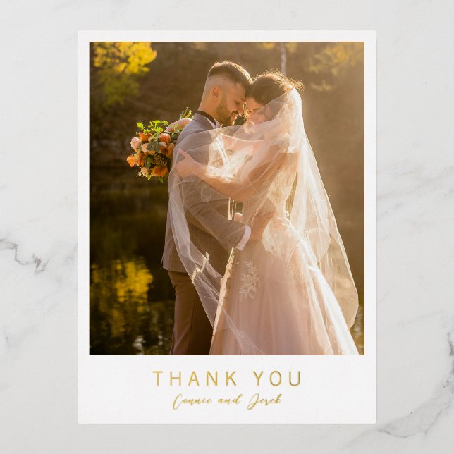 Simple Photo Modern Wedding Thank You Folie Einladungspostkarte