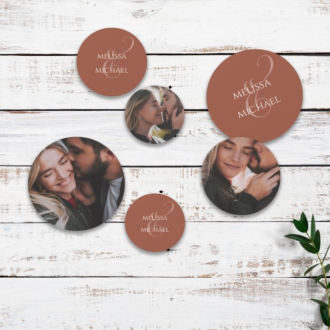Simple Photo Template Terracotta Wedding Konfetti (Terracotta simple calligraphy ampersand photo confetti. )