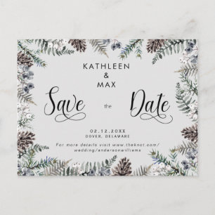 Simple Pine Cones Wedding Website Save the Date Ankündigungspostkarte