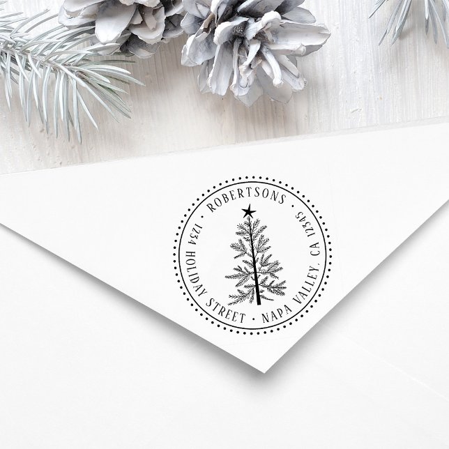Simple Pine Tree Return Address Round         Permastempel (Von Creator hochgeladen)