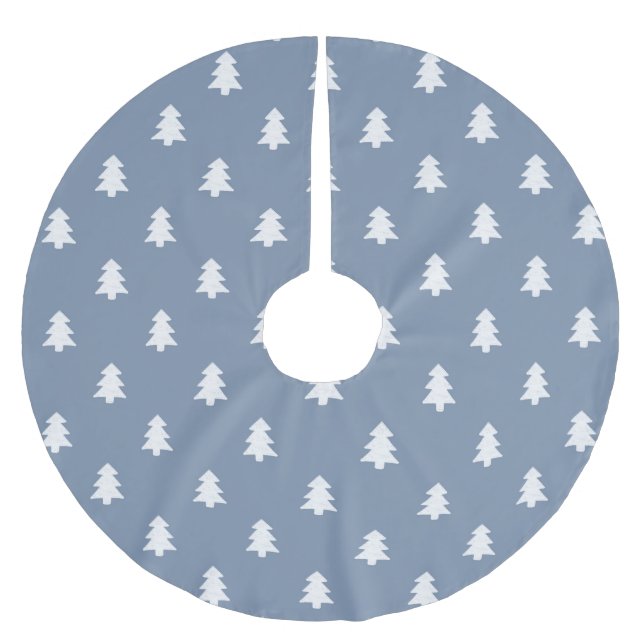 Simple Pine Trees Boho Farmhouse Nordic Blue Polyester Weihnachtsbaumdecke (Vorderseite)