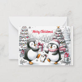 Simple Pinguin Family Personalisierte Weihnachtska Mitteilungskarte