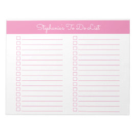 Simple Pink 8.5x11 Two Column Checklist Notizblock
