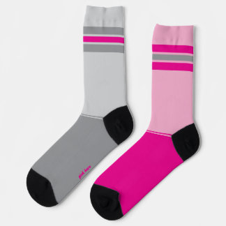 Simple Pink and Grey, Gray and Pink Mismatching Socken