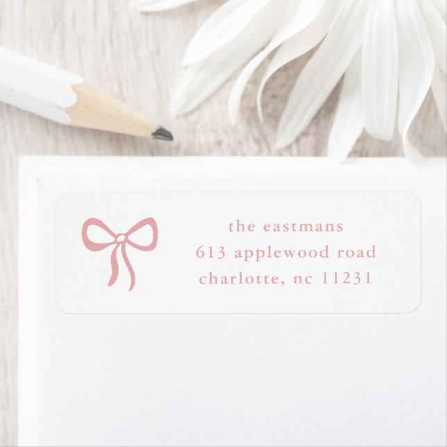 Simple Pink Bow Baby Return Address (Insitu)