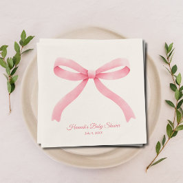 Simple Pink Bow Girly Baby Dusche Napkins Serviette