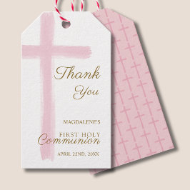 Simple Pink Cross Thank You First Holy Communion Geschenkanhänger