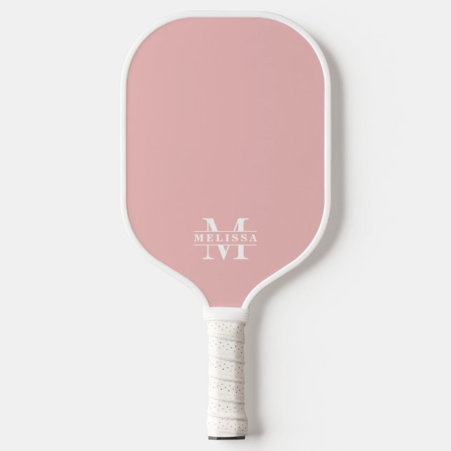 Simple Pink Elegant Monogram Pickleball Schläger (Vorderseite)