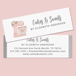 Simple Pink Floral Cake Mixer Bakery Mini Visitenkarte