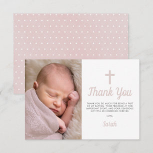 Simple Pink Girl Taufe Christening Foto Dankeskarte