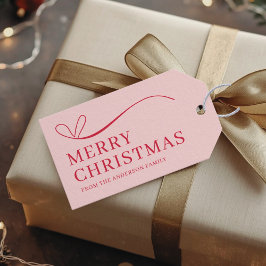 Simple pink red modern Merry Christmas Gift Tags Geschenkanhänger