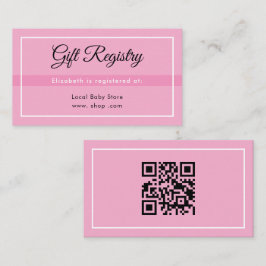 Simple Pink Registry Babyshower QR Enclosure Card Begleitkarte