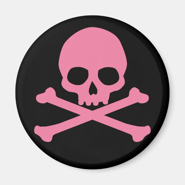 SImple Pink Skull und Crossbones Magnet (Vorne)