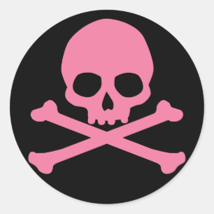 SImple Pink Skull und Crossbones Runder Aufkleber