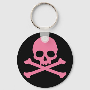 SImple Pink Skull und Crossbones Schlüsselanhänger