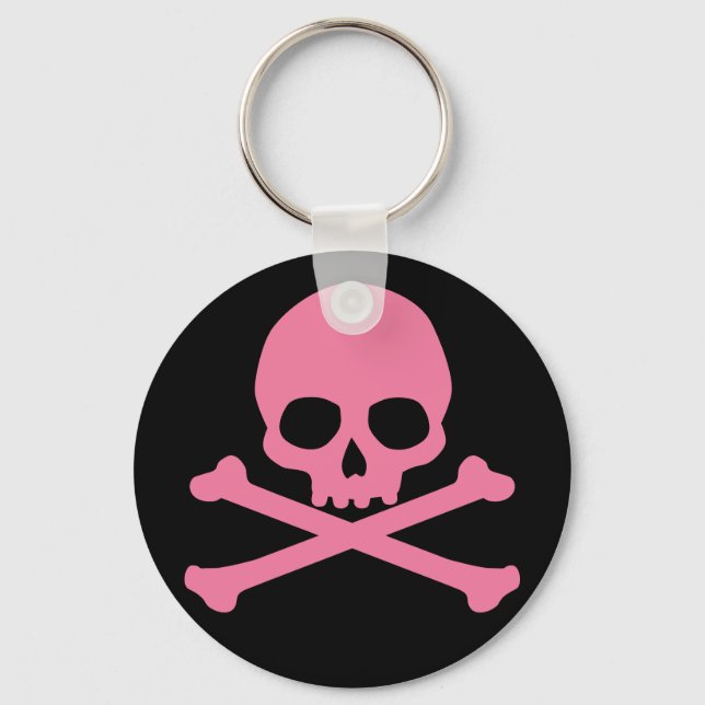 SImple Pink Skull und Crossbones Schlüsselanhänger (Vorderseite)