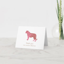Simple Pink Tiger Art Personalized Stationery Dankeskarte