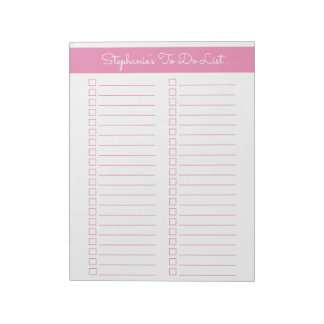 Simple Pink Vertical 8.5x11 Two Column Checklist Notizblock