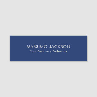 Simple Plain Minimalist Elegant Modern Blue Namensschild