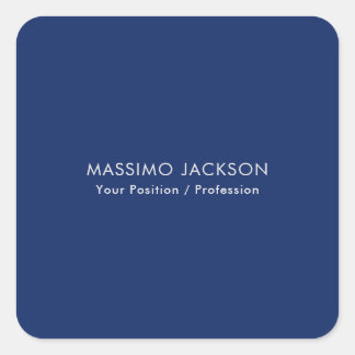 Simple Plain Minimalist Elegant Modern Blue Quadratischer Aufkleber