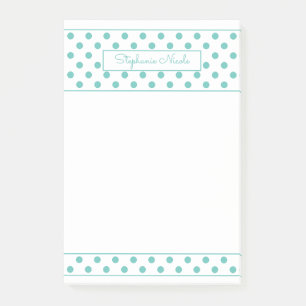Simple Polka Dot Aqua Personalisierte Grenze Post-it Klebezettel