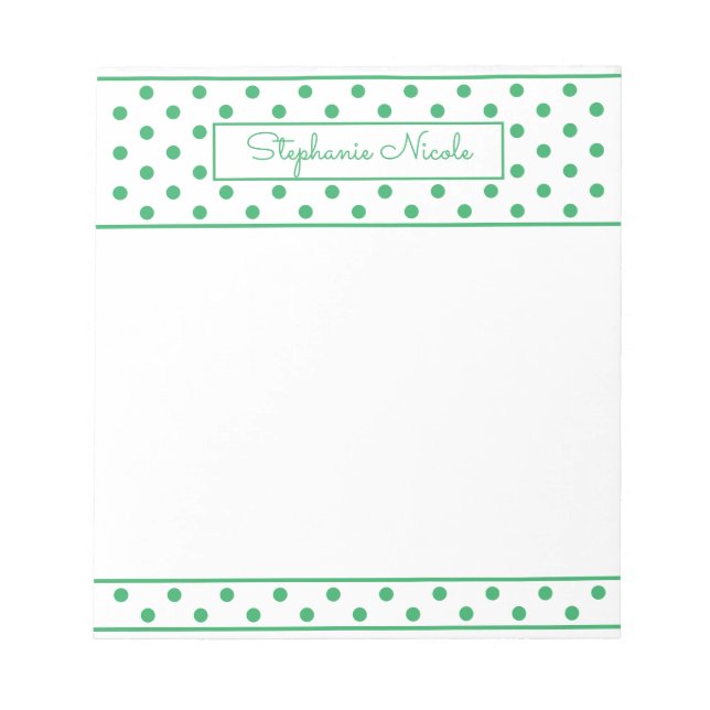 Simple Polka Dot Green Personalisiert Notizblock (Vorderseite)