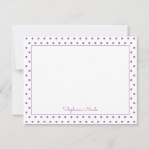 Simple Polka Dot Lavender Personalisierte dünne Gr Mitteilungskarte