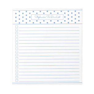 Simple Polka Dot Light Blue One Column Checklist Notizblock