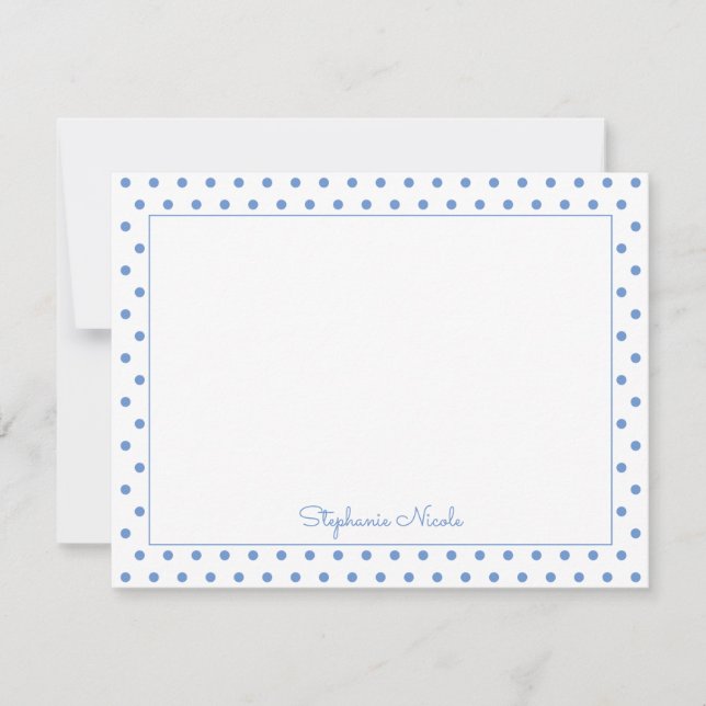 Simple Polka Dot Light Blue Personalisiert Mitteilungskarte (Vorderseite)