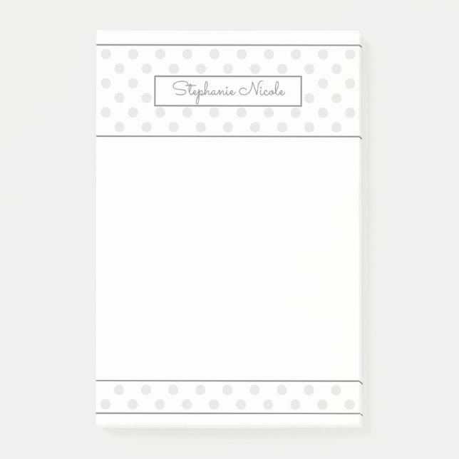 Simple Polka Dot Light Gray Personalisiert Post-it Klebezettel (Vorderseite)