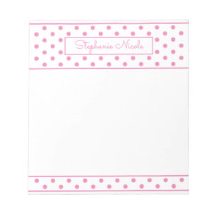 Simple Polka Dot Pink Personalisiert Notizblock