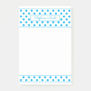 Simple Polka Dot Sky Blue Personalisiert Post-it Klebezettel