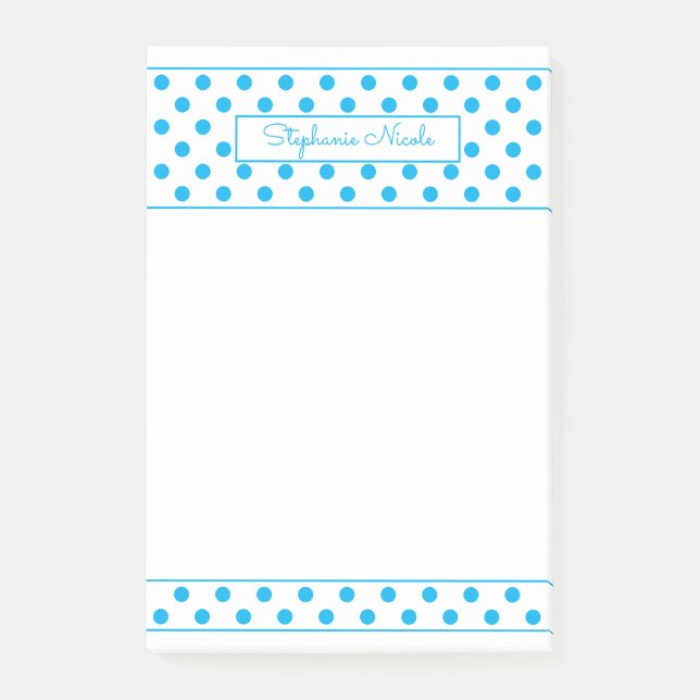 Simple Polka Dot Sky Blue Personalisiert Post-it Klebezettel (Vorderseite)