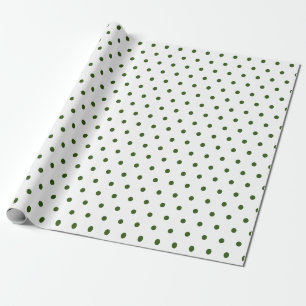 Simple Polka Dot White und Dunkelgrün Geschenkpapier