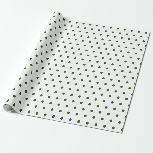 Simple Polka Dot White und Dunkelgrün Geschenkpapier (Ungerollt)