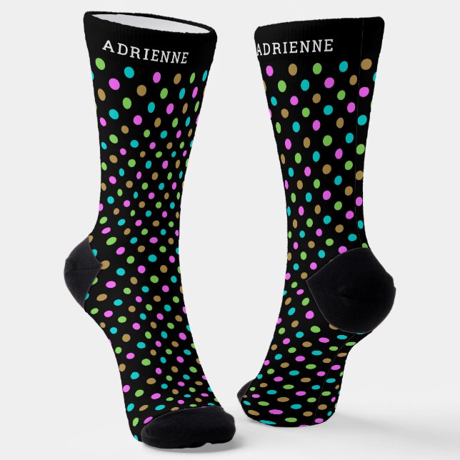 Simple Polka Dots Pattern Personalized Black Socken (Gewinkelt)