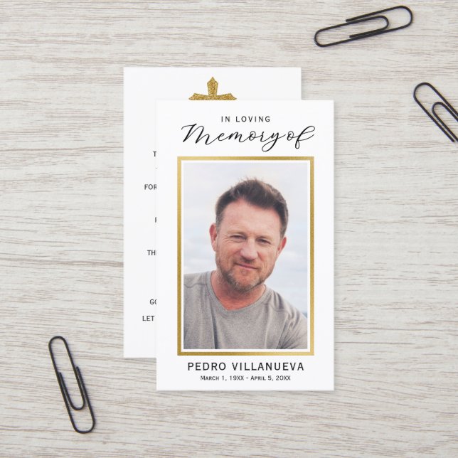 Simple Prayer Photo Sympathy Cards Visitenkarte (Vorderseite/Rückseite Beispiel)