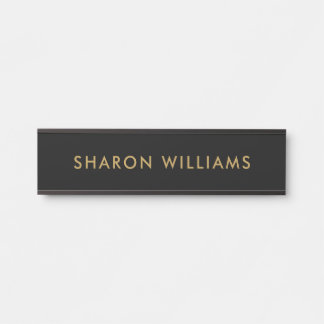 Simple Professional Black and Gold Employee Name Türschild