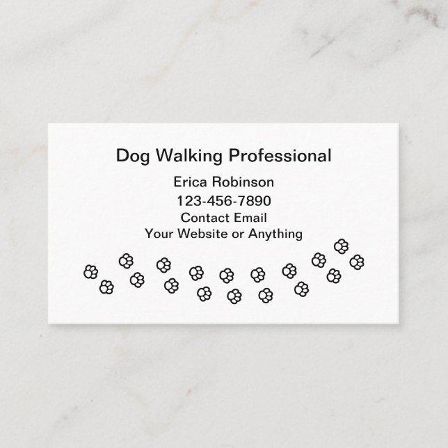 Simple Professional Dog Walking Business Cards Visitenkarte (Vorderseite)