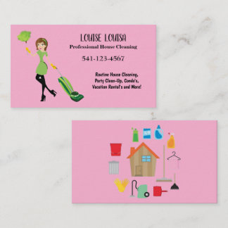 Simple Professional House Cleaning Business Cards Visitenkarte